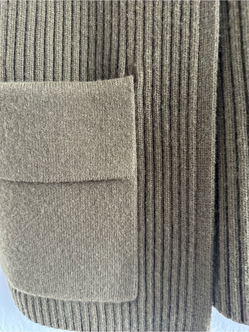 COS Military Olive Green Ribbed Merino Wool Cardigan Vest - Picture 8 of 12